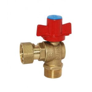 Angle valve with copper one-way valve before and after the MIHA - PN16 . hand-locked clock
