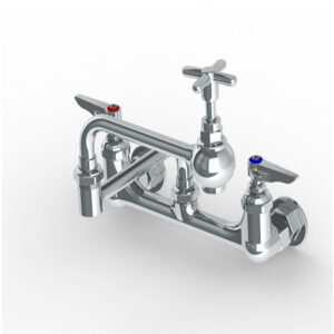 Double Hole Wall Mount Pot Filler Faucet with 8″ Centers- 24″ Jointed Spout